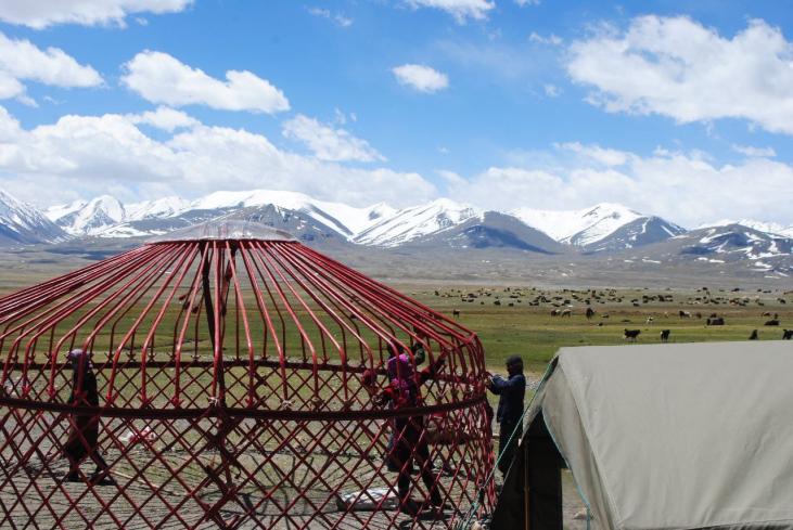 Summer yurt camp at Zorkul lake