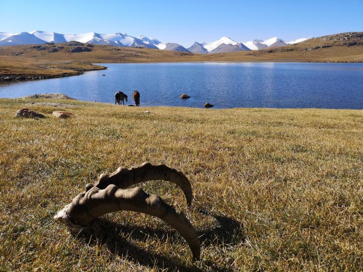 Chokoli lakes on the Silk Road of the Arabel Suu plateau